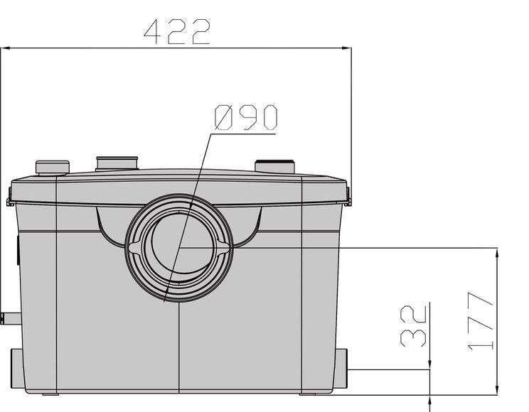 Premium Sanitary Slim 400 Watts Macerator Waste Pump System for Toilets, Basins, Showers + Baths