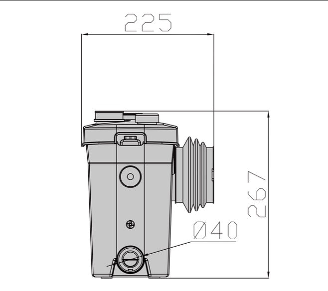 Premium Sanitary Slim 400 Watts Macerator Waste Pump System for Toilets, Basins, Showers + Baths